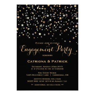 Gold Star Confetti Engagement Party Invitation