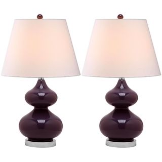 Eva Double Gourd Glass Dark Purple 1 light Table Lamps (Set of 2) Safavieh Lamp Sets