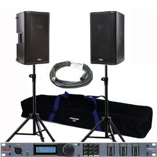2 QSC HPR122i 12" Powered PA Loud Speaker + 1 DBX Driverack PX Powered Speaker Optimizer + 5, 20' Whirlwind EMC20 XLR Cables +2 Samson TS50   Tripod Monitor Stands + 2 Unique Squared Vinyl Stickers Musical Instruments