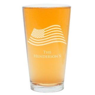 US Flag Personalized Pint Glass Kitchen & Dining