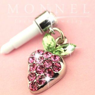 Ip121 Crystal Strawberry Anti Dust Ear Cap Plug for Iphone Android Cell Phones & Accessories