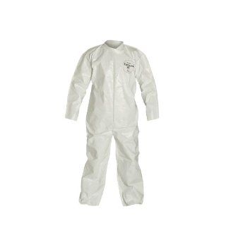 DuPont Tychem SL SL121B Coverall with Attached Socks and Bound Seams, Elastic Cuff, 3X Large, White (Pack of 12) Protective Work And Lab Coveralls