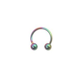 Titanium Nose Ring Hoop Septum Cartilage Captive Bead RAINBOW COLORED 5/16" 7.9mm 18G Jewelry