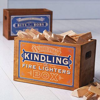 vintage style kindling box or crate by the shepherd's hut