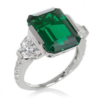 Jean Dousset 8.8ct Absolute™ Simulated Emerald and Half Moon Sides Ring