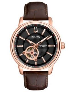 Bulova Mens Automatic Mechanical Black Leather Strap Watch 42mm 96A135   Watches   Jewelry & Watches
