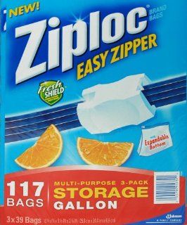 Ziploc Easy Zipper Gallon Storage Bags, 117 bags Health & Personal Care