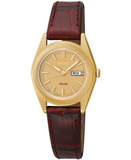 Seiko Womens Solar Brown Leather Strap Watch 25mm SUT120   Watches   Jewelry & Watches