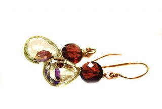 garnet lemon quartz sapphire earrings by prisha jewels