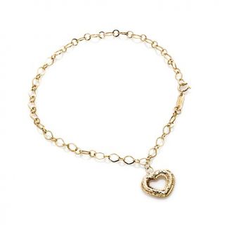 Michael Anthony Jewelry® 10K Gold Oval Link Heart Dangle 7 1/2" Bracelet