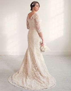 amelia sleeved lace fishtail wedding dress by timeless couture