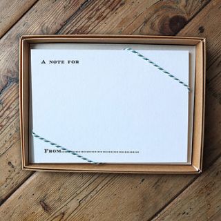 letterpress 'a note for…' stationery set by wolf & ink