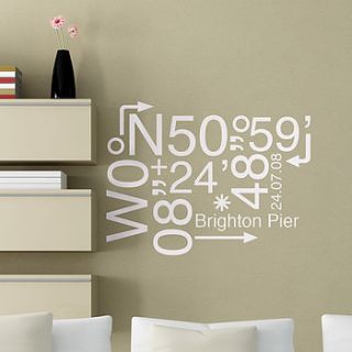 personalised location coordinates sticker by oakdene designs