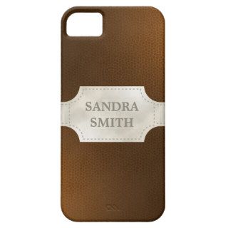 Fake Brown And White Leather Texture & Name iPhone 5 Cases
