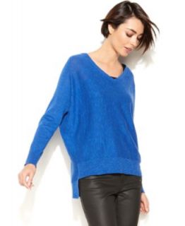 Eileen Fisher Long Sleeve Patterned V Neck High Low Sweater   Sweaters   Women