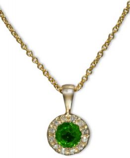 14k Gold Necklace, Emerald (1 1/10 ct. t.w.) and Diamond Accent Oval Pendant   Necklaces   Jewelry & Watches