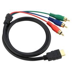 Black Three foot HDMI to Three cable RCA High definition Adapter Cord Eforcity A/V Cables