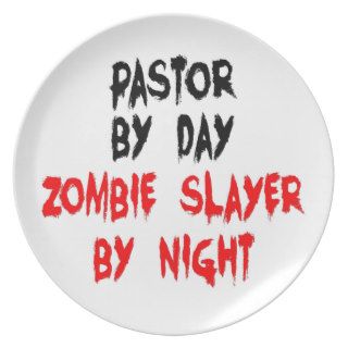 Pastor Zombie Slayer Joke Party Plate