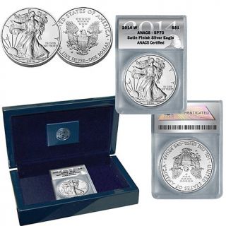 2014 SP70 ANACS Satin Finish Silver Eagle Dollar Coin in U.S. Mint Box