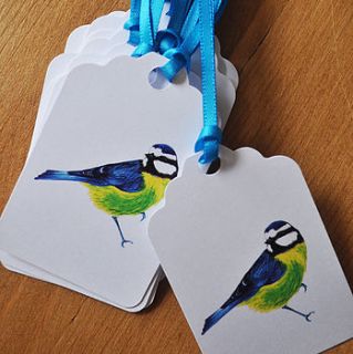 set of 10 blue tit gift tags by ella johnston art and illustration