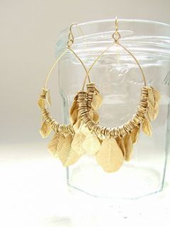 leaf hoop earrings by lily & joan
