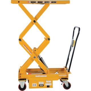 Vestil Hydraulic Elevating Cart — Double Scissor, DC Powered, 1000-Lb. Capacity, 39 3/4in.L x 20 1/2in. Platform, 19 1/2in.–63 3/4in. Service Range, Model# CART-1000D-DC  DC Powered Lift Tables   Carts