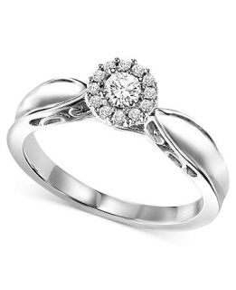 Diamond Ring, Sterling Silver Diamond Solitaire Engagement Ring (1/4 ct. t.w.)   Rings   Jewelry & Watches