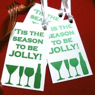 handmade 'christmas drinkers' gift tags by indigoelephant