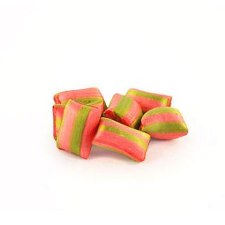 strawberry and lime hard rock candy in a bag by spun candy