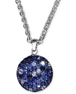 Saph Splash by EFFY Sapphire Pave Button Pendant (3 5/8 ct. t.w.) in Sterling Silver   Necklaces   Jewelry & Watches