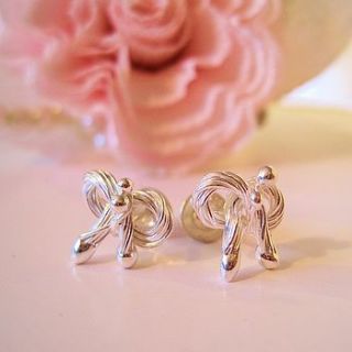 silver earrings bow by bijou gifts