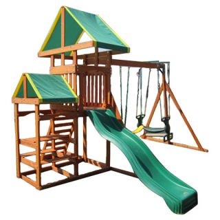 Woodlands Play & Swing Set in Natural & Green