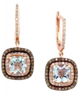 EFFY 14k Rose Gold Aquamarine (1 5/8 ct. t.w.) and Diamond (1/4 ct. t.w.) Cushion Cut Pendant   Necklaces   Jewelry & Watches