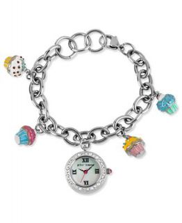 Betsey Johnson Watch, Silver Tone Cupcake Charm Bracelet 22mm BJ00218 01   Watches   Jewelry & Watches