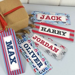 boy's personalised gift tags set of 10 by tillie mint