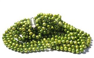 green multi strand pearl necklace by prisha jewels