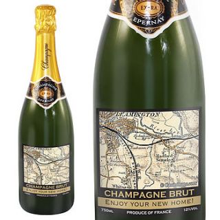 personalised map label champagne bottle by the contemporary home