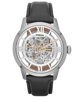 Fossil Mens Automatic Townsman Black Leather Strap Watch 44mm ME3041   Watches   Jewelry & Watches