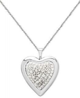 Sterling Silver Necklace, Crystal Heart Locket   Necklaces   Jewelry & Watches
