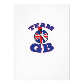 Team GB Hand Holding Flaming Torch British Flag Personalized Invite