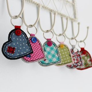 wide heart fabric key ring by honeypips