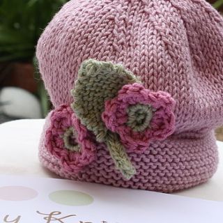 handmade baby raspberry hat by yummy art and craft