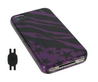 Purple Star Zebra Design Hard Snap On Case Cover with Shoe Silicone Pouch for Nike+ iPod Sensor for Apple iPhone 4 (Fits AT&T & Verizon) Cell Phones & Accessories