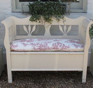 painted storage bench by ruby and betty's attic