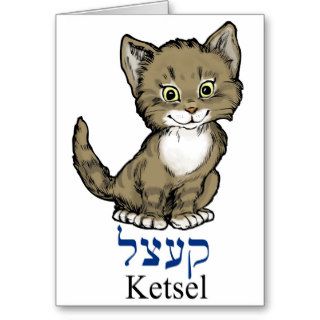 cute little kitten "ketsel" in Yiddish Greeting Card