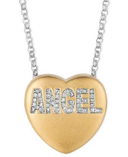 Sweethearts Diamond Necklace, 14k Gold over Sterling Silver Diamond Angel Heart Pendant (1/10 ct. t.w.)   Necklaces   Jewelry & Watches