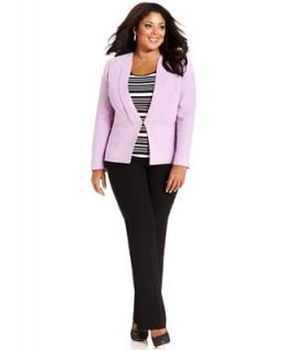 Tahari by ASL Plus Size Suit, Shawl Collar Blazer, Striped Shell & Pants   Suits & Separates   Plus Sizes