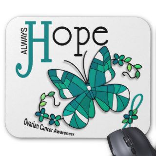 Stained Glass Butterfly Ovarian Cancer Mousepads