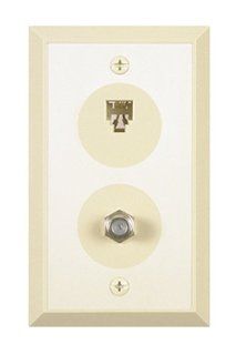 Allen Tel CT104F 09 Plastic Flush Wall Plate with Single Gang, 2 Ports for One F 81 Coax Connector and One 6 Position Telephone Jack, Ivory