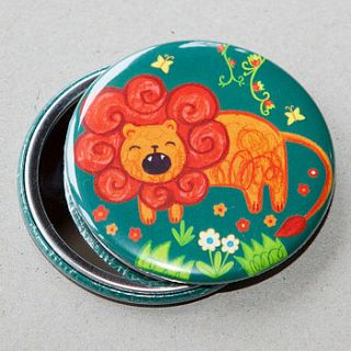 lion pocket mirror by emma randall illustration